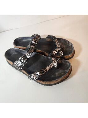 Birkenstock Mayari Metallic Pebble Print Black Silver Bronze‎ Sandals Womens